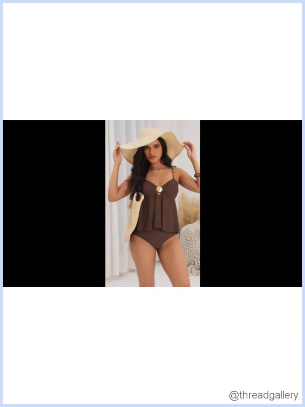 Tankini with High Waisted Bottom, 2 Piece Swimset w/ Adjustable Straps
